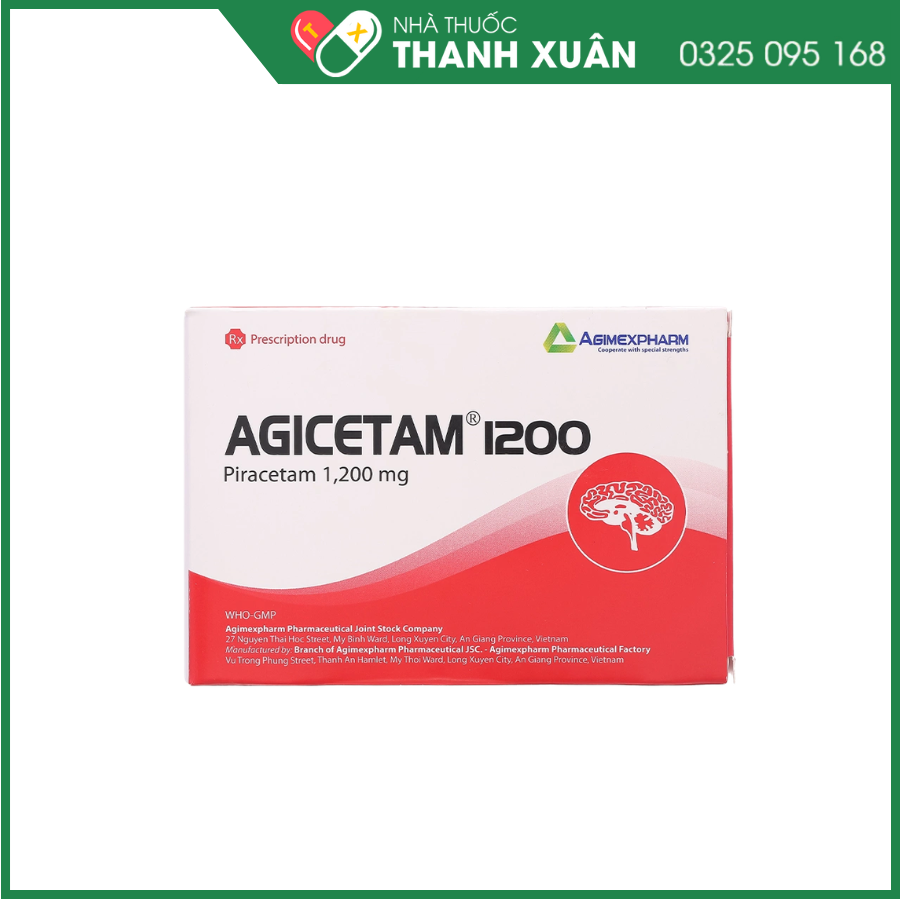 Agicetam 1200 trị triệu chứng chóng mặt, suy giảm trí nhớ, nghiện rượu